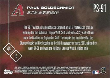 2017 Topps Now Postseason Arizona Diamondbacks #PS-91 Paul Goldschmidt Back