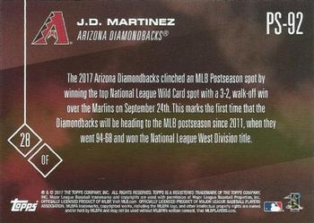 2017 Topps Now Postseason Arizona Diamondbacks #PS-92 J.D. Martinez Back