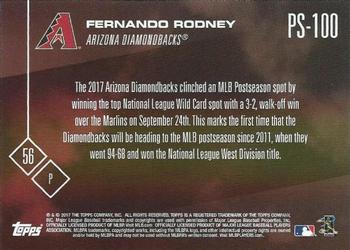 2017 Topps Now Postseason Arizona Diamondbacks #PS-100 Fernando Rodney Back