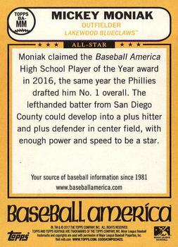 2017 Topps Heritage Minor League - Baseball America All-Stars #BA-MM Mickey Moniak Back