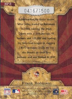 2004 Donruss Throwback Threads - Blast From the Past #BP-9 Frank Robinson Back