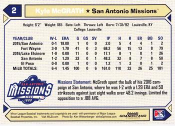2017 Grandstand San Antonio Missions #NNO Kyle McGrath Back
