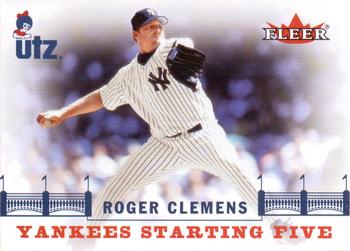 2002 Fleer Utz New York Yankees Starting Five #1 Roger Clemens Front