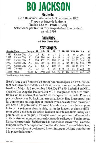 1992 NewSport #NNO Bo Jackson Back