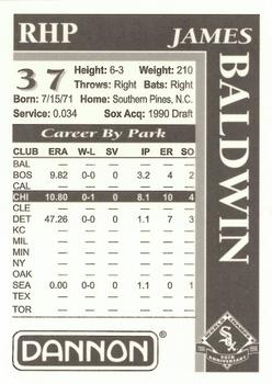 1996 Dannon Chicago White Sox #NNO James Baldwin Back