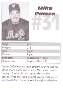 2001 Palm Beach Post New York Mets #NNO Mike Piazza Back