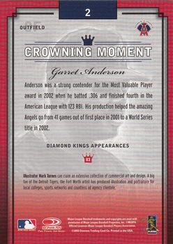 2003 Donruss Diamond Kings #2 Garret Anderson Back