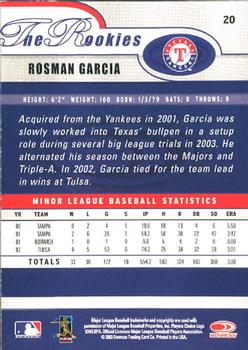 2003 Donruss/Leaf/Playoff (DLP) Rookies & Traded - 2003 Donruss Rookies & Traded #20 Rosman Garcia Back