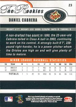 2003 Donruss/Leaf/Playoff (DLP) Rookies & Traded - 2003 Donruss Rookies & Traded #23 Daniel Cabrera Back