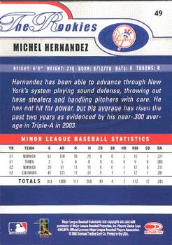 2003 Donruss/Leaf/Playoff (DLP) Rookies & Traded - 2003 Donruss Rookies & Traded #49 Michel Hernandez Back