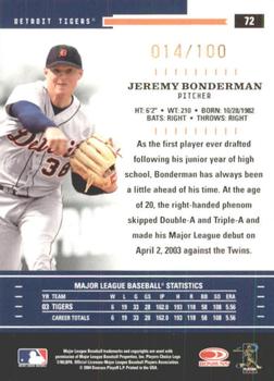 2004 Donruss Throwback Threads - Gold Proof #72 Jeremy Bonderman Back