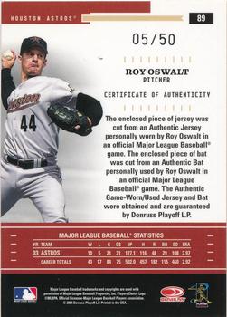 2004 Donruss Throwback Threads - Material Combo #89 Roy Oswalt Back