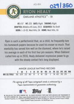 2017 Topps Archives Snapshots - Autographs #AS-RH Ryon Healy Back