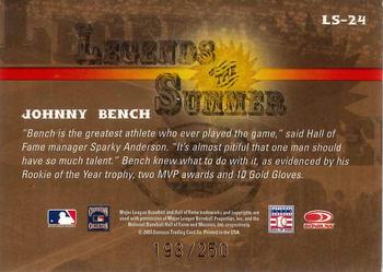 2003 Donruss Signature - Legends of Summer #LS-24 Johnny Bench Back