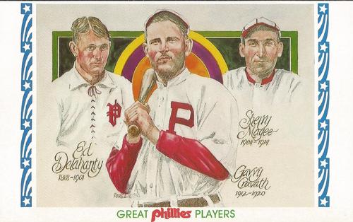 1983 Philadelphia Phillies Great Players and Managers Postcards #5 Ed Delahanty / Gavvy Cravath / Sherry Magee Front