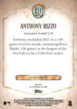 2018 Topps Gypsy Queen #87 Anthony Rizzo Back