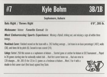 2003 Sun Printing Wisconsin Woodchucks #NNO Kyle Bohm Back