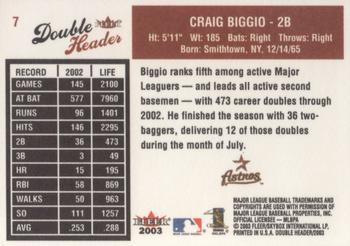 2003 Fleer Double Header #7 Craig Biggio Back