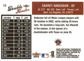 2003 Fleer Double Header #16 Garret Anderson Back