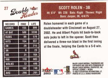2003 Fleer Double Header #27 Scott Rolen Back