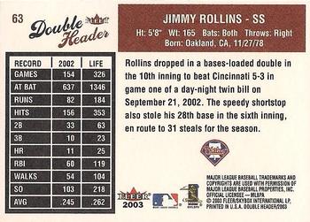 2003 Fleer Double Header #63 Jimmy Rollins Back