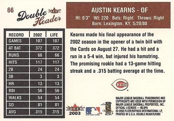 2003 Fleer Double Header #66 Austin Kearns Back