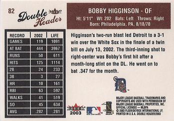 2003 Fleer Double Header #82 Bobby Higginson Back