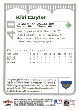 2003 Fleer Fall Classic #40b Kiki Cuyler Back