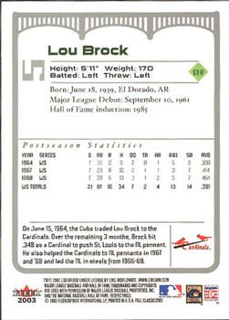 2003 Fleer Fall Classic #5 Lou Brock Back