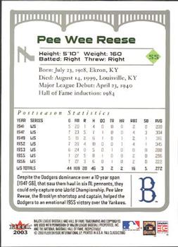 2003 Fleer Fall Classic #7 Pee Wee Reese Back