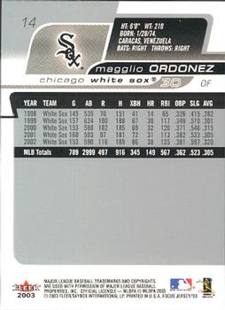 2003 Fleer Focus Jersey Edition #14 Magglio Ordonez Back