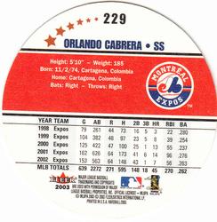 2003 Fleer Hardball #229 Orlando Cabrera Back