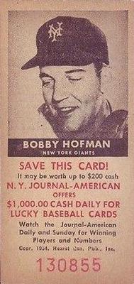 1954 New York Journal-American #NNO Bobby Hofman Front
