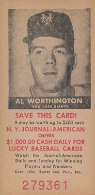 1954 New York Journal-American #NNO Al Worthington Front