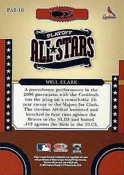 2004 Donruss World Series - Playoff All-Stars Signature #PAS-10 Will Clark Back
