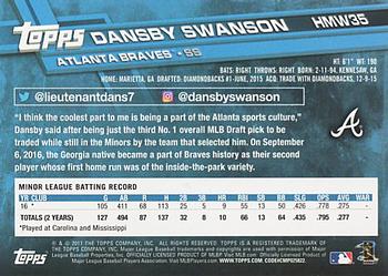 2017 Topps Holiday #HMW35 Dansby Swanson Back