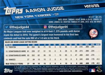 2017 Topps Holiday #HMW99 Aaron Judge Back