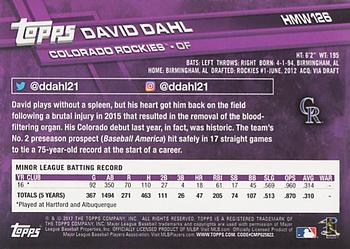 2017 Topps Holiday #HMW126 David Dahl Back