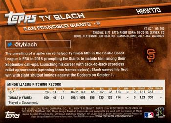2017 Topps Holiday #HMW170 Ty Blach Back
