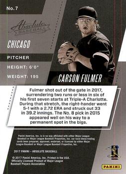 2017 Panini Chronicles - Absolute Rookies #7 Carson Fulmer Back