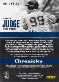 2017 Panini Chronicles - Chronicles Signature Swatches Red #CSS-AJ Aaron Judge Back