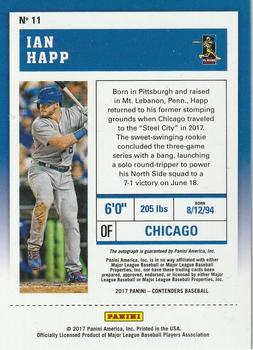 2017 Panini Chronicles - Contenders Rookie Playoff Ticket #11 Ian Happ Back