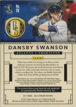 2017 Panini Chronicles - Gold Standard Rookie Jersey Autographs #29 Dansby Swanson Back