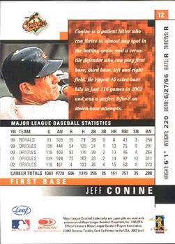 2003 Leaf #12 Jeff Conine Back