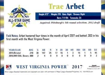 2017 Grandstand South Atlantic League All-Stars #NNO Trae Arbet Back