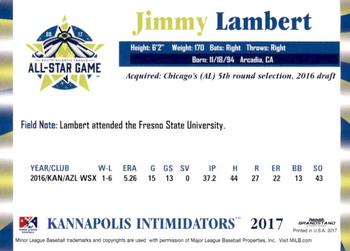 2017 Grandstand South Atlantic League All-Stars #NNO Jimmy Lambert Back