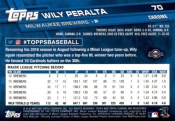2017 Topps Chrome Sapphire Edition #70 Wily Peralta Back