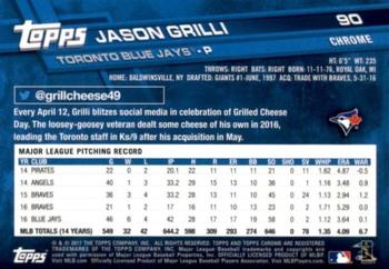 2017 Topps Chrome Sapphire Edition #90 Jason Grilli Back
