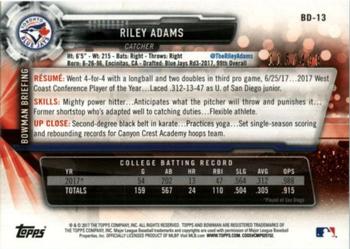 2017 Bowman Draft - Silver #BD-13 Riley Adams Back