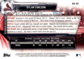 2017 Bowman Draft - Silver #BD-89 Dylan Carlson Back